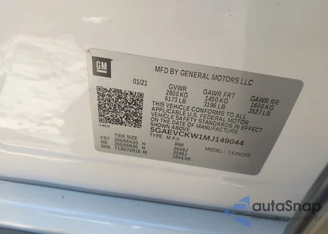 2021 Buick Enclave Awd Avenir z USA, uszkodzony, nr VIN 5GAEVCKW1MJ149044